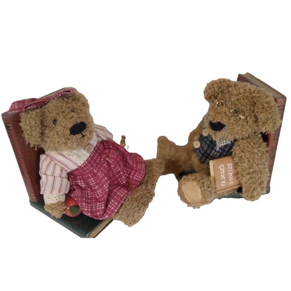 Boyds Bears Girl & Boy TEDDY BEARS Bookends Plush Stuffed Animals Books Are Fun - Picture 4 of 10